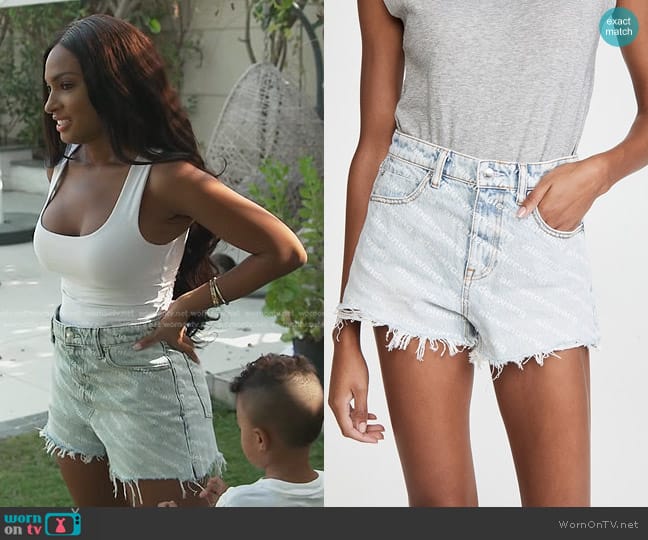 Alexander Wang Bite High Rise Short in Pebble Bleach worn by Lesa Milan (Lesa Milan) on The Real Housewives of Dubai