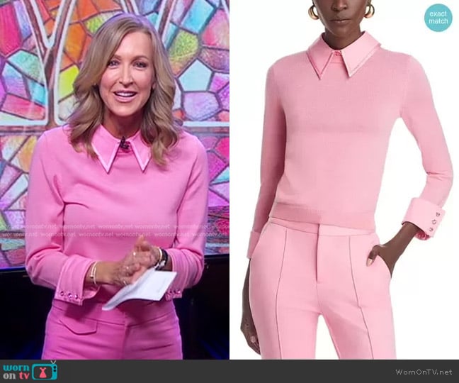 Alice + Olivia Porla Collared Sweater worn by Lara Spencer on Good Morning America