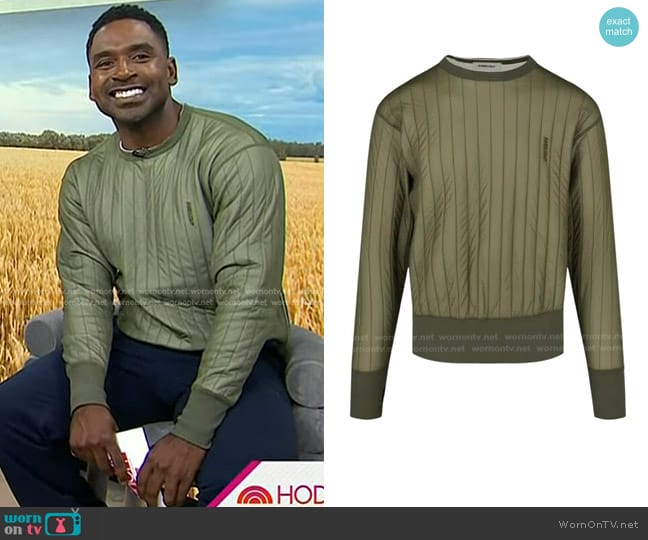 Ambush Padded Sweatshirt in Olive worn by Justin Sylvester on Today