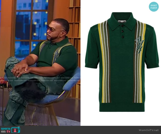 Amiri Stack Stripe Polo Shirt worn by Timbaland on Good Morning America