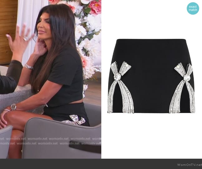 Area Bow Embellished Mini Skirt worn by Teresa Giudice on The Real Housewives of New Jersey