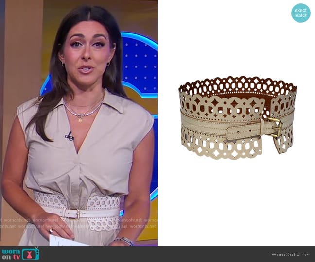 BCBGmaxazria  Laser Cut Corset Belt worn by Erielle Reshef on Good Morning America