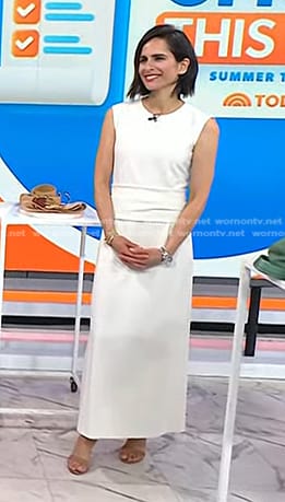 Bahar Takhtehchian's white waist band detail midi dress on Today