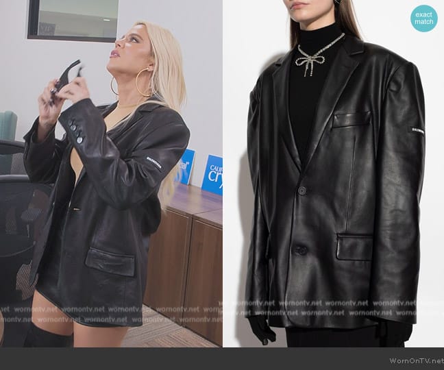 Balenciaga Leather Blazer worn by Khloe Kardashian (Khloe Kardashian) on The Kardashians