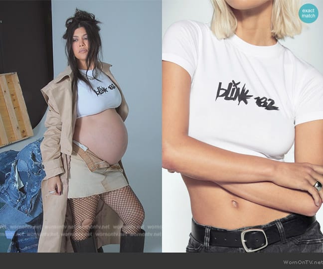 Boohoo Blink 182 Baby Tee worn by Kourtney Kardashian (Kourtney Kardashian) on The Kardashians