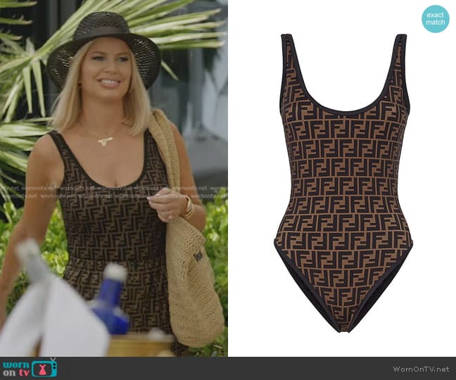 Fendi Fendirama Monogram One-Piece Swimsuit worn by Caroline Stanbury (Caroline Stanbury) on The Real Housewives of Dubai