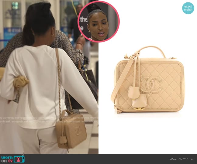 Chanel Filigree Vanity Case Quilted Caviar worn by Lesa Milan (Lesa Milan) on The Real Housewives of Dubai