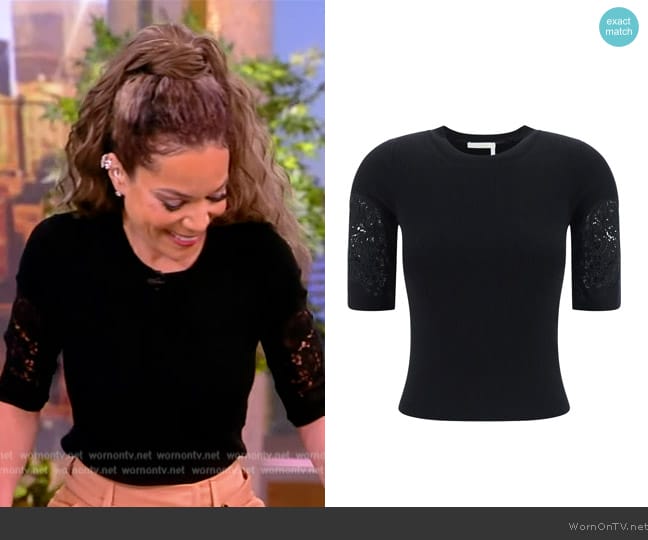 Chloe Embroidered Ribbed Top worn by Sunny Hostin on The View