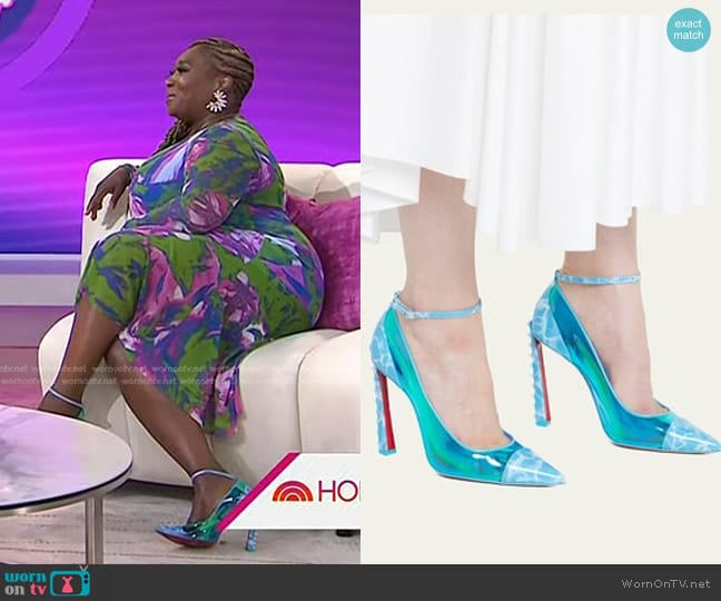 Christian Louboutin Debout Condorapik Red-Sole Water-Print Pumps worn by Bevy Smith on Today