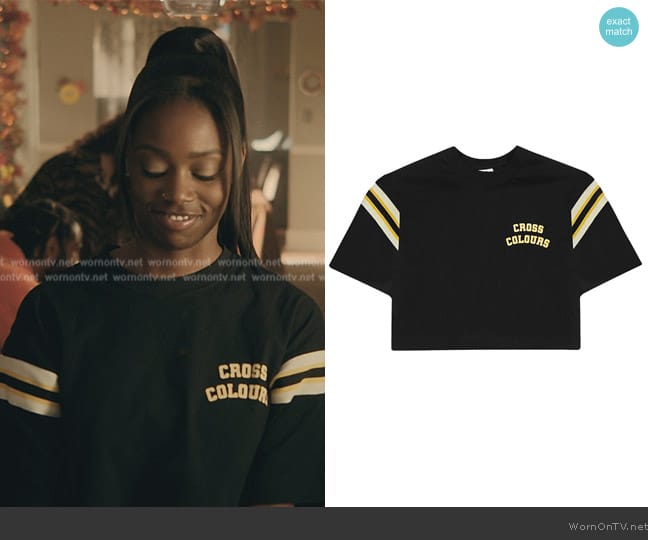 Cross Colours 89 Crop Tshirt worn by Kiesha Williams (Birgundi Baker) on The Chi