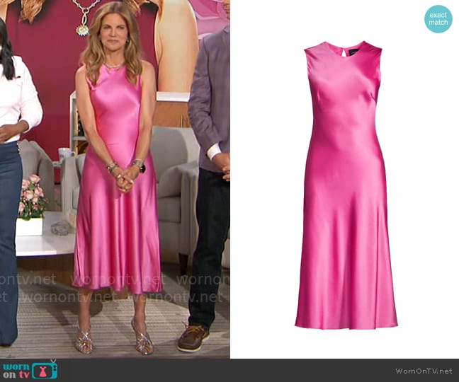 Cynthia Rowley Silk Satin Sleeveless Midi-Dress worn by Natalie Morales on The Talk