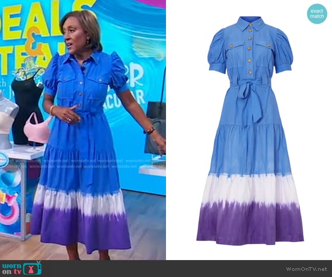 Derek Lam Collective Dip Dye Midi Dress in Blue worn by Robin Roberts on Good Morning America