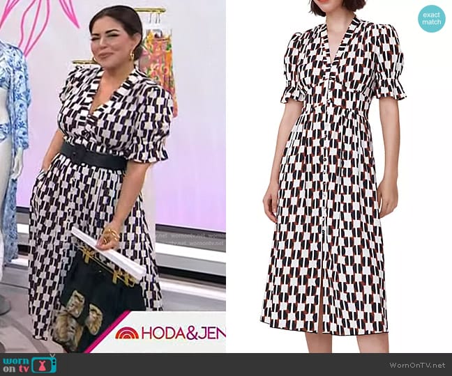 Diane von Furstenberg Erica Geometric Cotton-Blend Midi-Shirtdress worn by Bobbie Thomas on Today