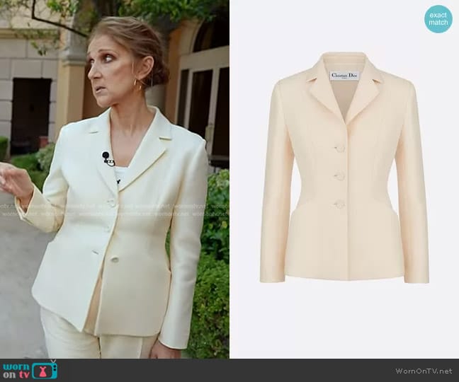 Dior 30 Montaigne Bar Jacket in White worn by Celine Dion on Today