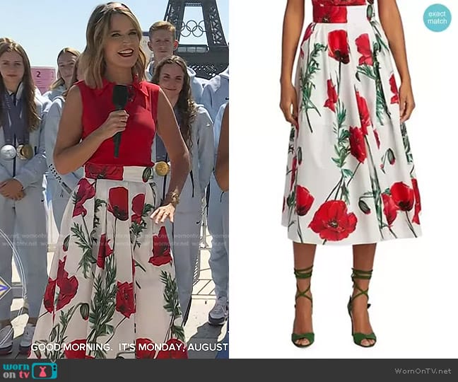 Dolce & Gabbana Poppy Print Midi-Skirt worn by Savannah Guthrie on Today