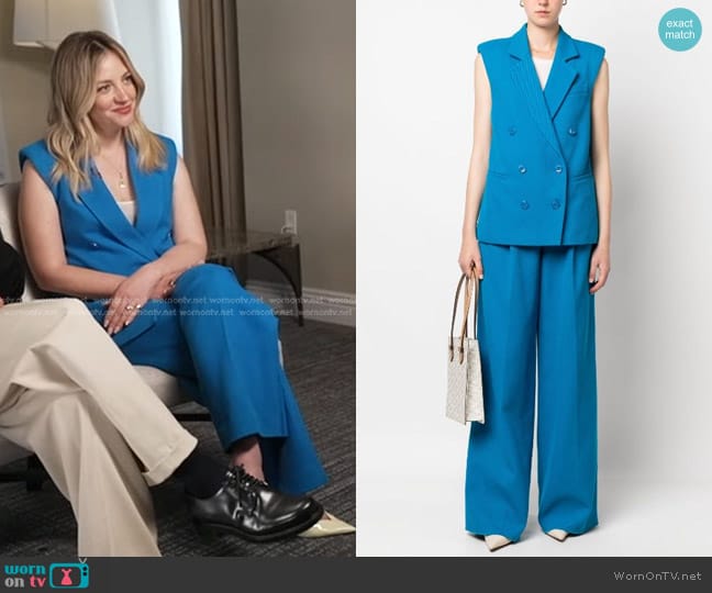 Dorothee Schumacher Notched-lapel Double-breasted Vest and Cotton Pants worn by Abby Elliott on Good Morning America