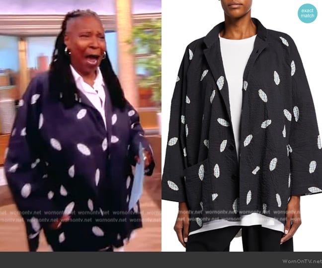 Eskandar Shibori Dyed Mandarin-Collar Jacket worn by Whoopi Goldberg on The View