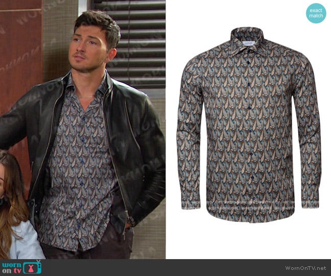 Eton Slim Fit Paisley Print Dress Shirt worn by Alexander Kiriakis (Robert Scott Wilson) on Days of our Lives