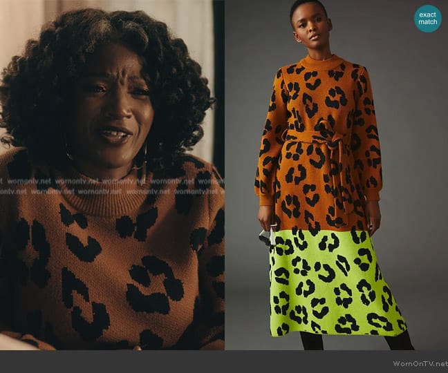 Farm x Anthropologie Colorblock Sweater Dress worn by Jada Washington (Yolonda Ross) on The Chi