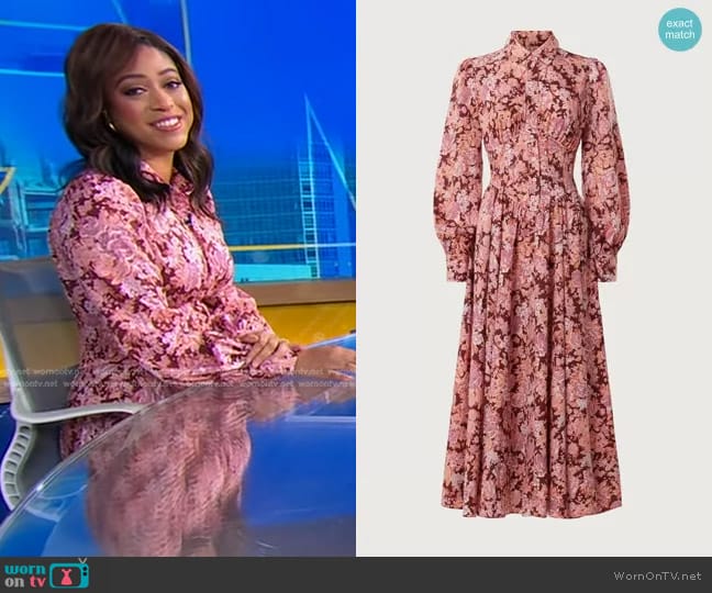 Derek Lam Collective Floral Midi Shirt Dress worn by Morgan Norwood on Good Morning America