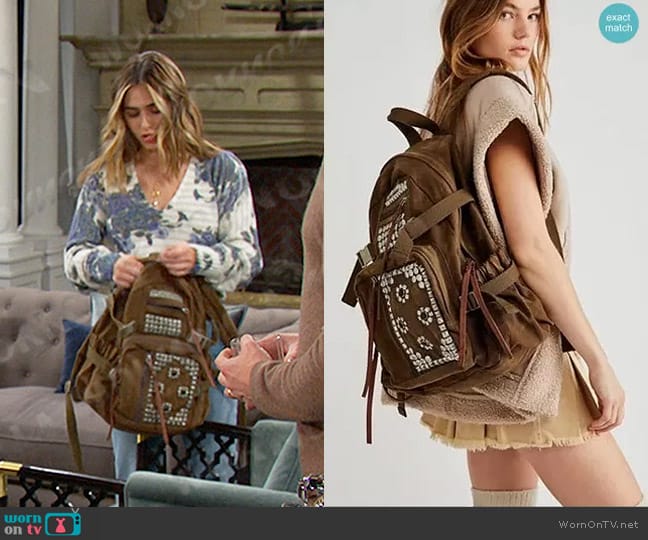 Free People Berlin Studded Backpack worn by Holly Jonas (Ashley Puzemis) on Days of our Lives