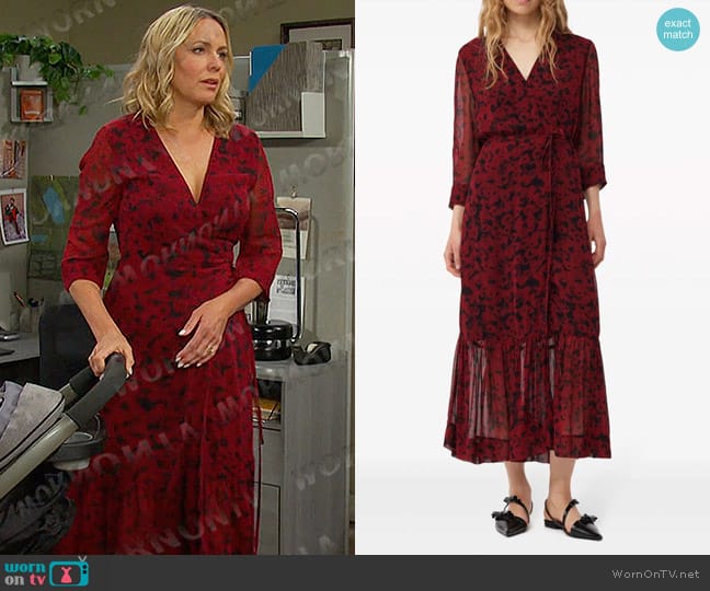 Ganni Botanical-print Wrap Midi Dress worn by Nicole Walker (Arianne Zucker) on Days of our Lives