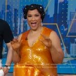 Golda Rosheuvel’s orange sequin dress on Good Morning America