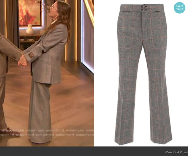 Gucci Plaid Straight Leg Trousers worn by Drew Barrymore on The Drew Barrymore Show