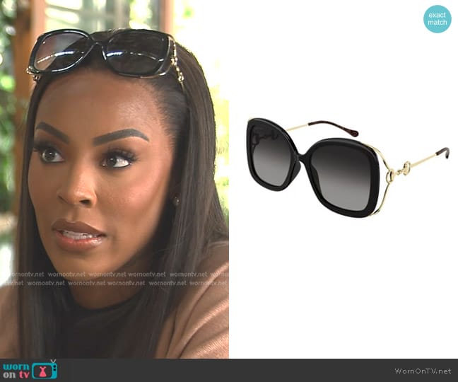 Gucci Rectangular Sunglasses with Horsebit worn by Caroline Brooks (Caroline Brooks) on The Real Housewives of Dubai