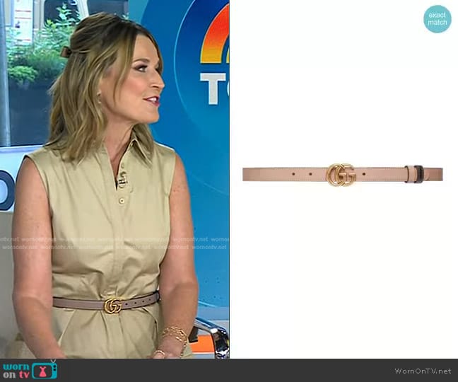 Gucci Reversible Logo-Plaque Belt worn by Savannah Guthrie on Today