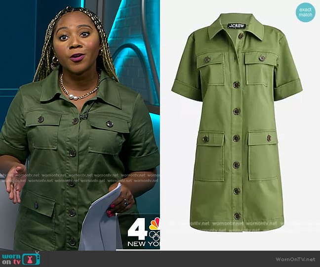 J. Crew Gamine shirtdress in stretch twill worn by Kay Angrum on NBC News Daily