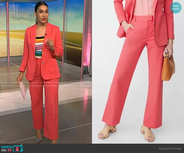 J. Mclaughlin Brock Cotton Twill Pants in Rose worn by Morgan Radford on NBC News Daily