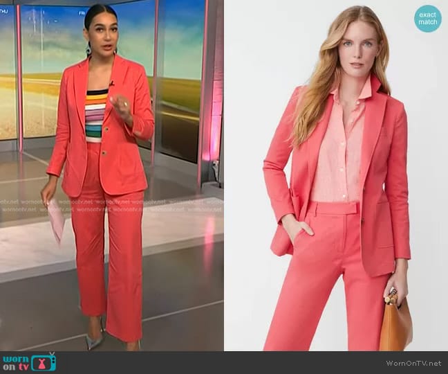 J. Mclaughlin Merona Cotton Twill Blazer in Rose worn by Morgan Radford on NBC News Daily