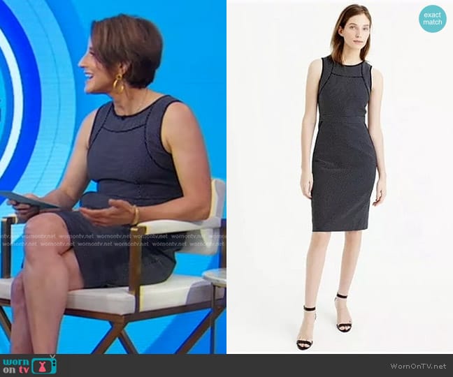 J. Crew Tipped Sheath Dress In Dotted Jacquard worn by Rachel Simmons on Good Morning America