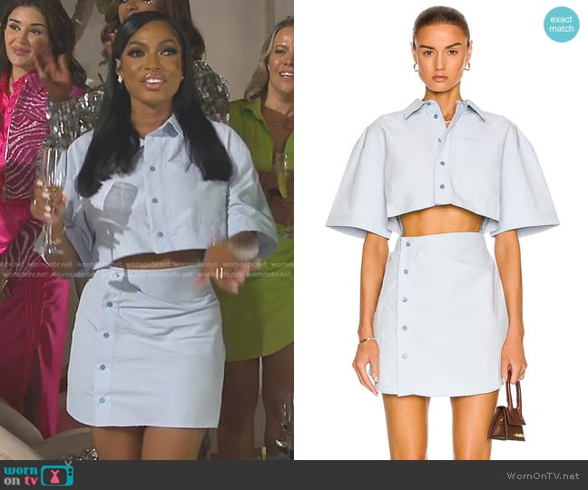 Jacquemus La Robe Arles Dress in Light Blue worn by Lesa Milan (Lesa Milan) on The Real Housewives of Dubai