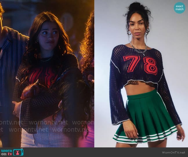 Jaded London 78th Street Cropped Sweater worn by Noa Olivar (Maia Reficco) on Pretty Little Liars Original Sin