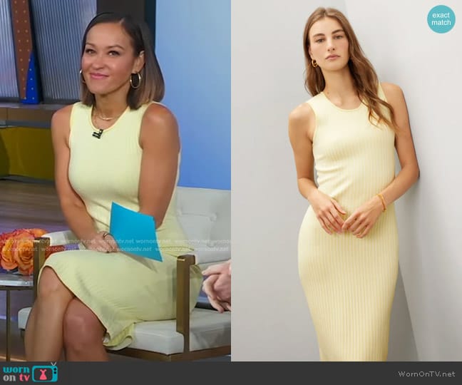 Jason Wu Collective Ribbed Dress in Yellow worn by Eva Pilgrim on Good Morning America