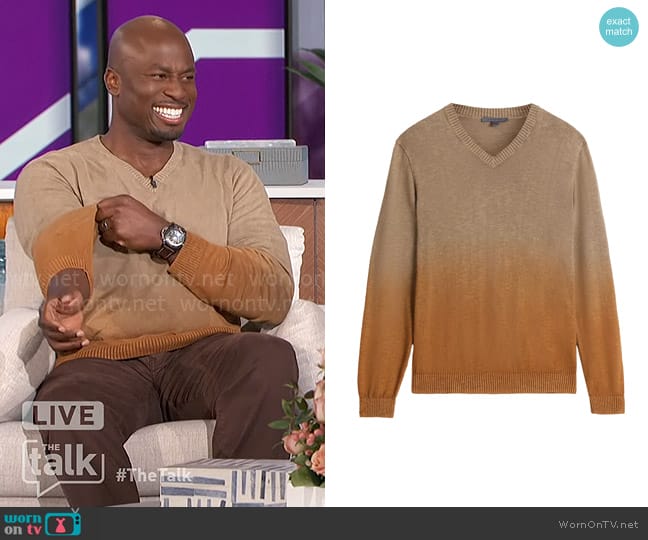 John Varvatos Kane Dip-Dye Cotton Sweater worn by Akbar Gbajabiamila on The Talk