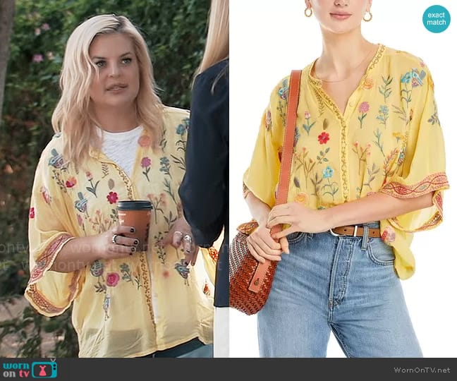 Johnny Was Roylane Embroidered Blouse worn by Maxie Jones (Kirsten Storms) on General Hospital