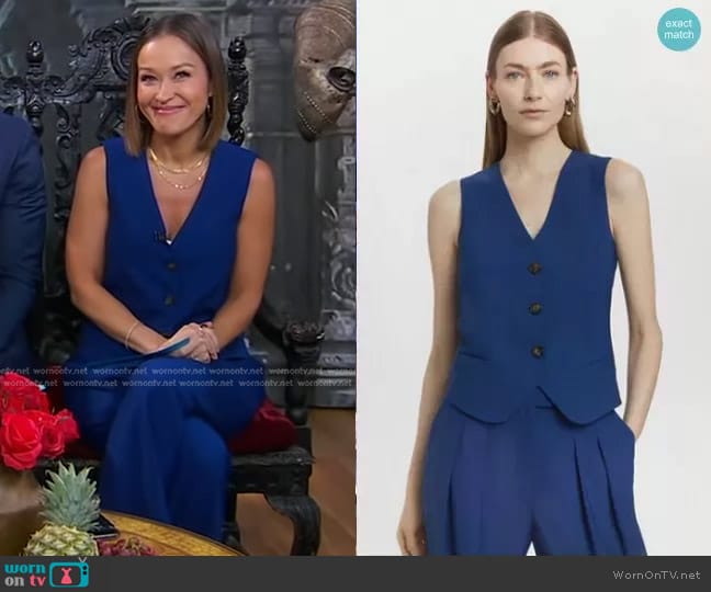 Karen Millen Polished Stretch Wool Blend Vest worn by Eva Pilgrim on Good Morning America