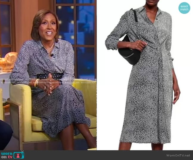 Rag & Bone Karen Two-Tone Draped Midi Dress worn by Robin Roberts on Good Morning America