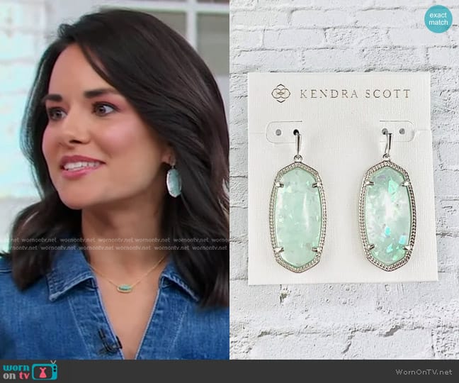 Kendra Scott Elle Iridescent Earrings in Mint Illusion Silver worn by Whitney Miller on Good Morning America