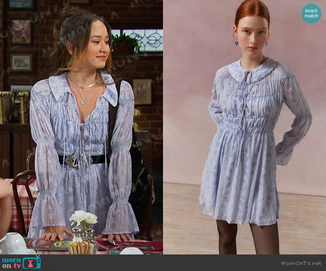 Kimchi Blue Lonie Smocked Mini Dress worn by Sophia (Madelyn Kientz) on Days of our Lives