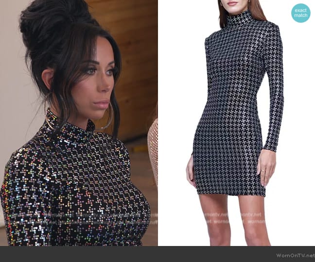 L'Agence Cher Dress in Houndstooth worn by  on The Real Housewives of New Jersey