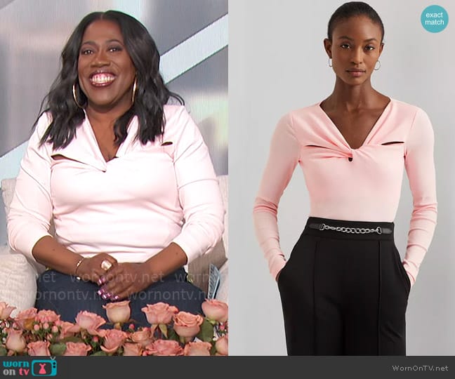 LAUREN Ralph Lauren Twisted Cutout Top worn by Sheryl Underwood on The Talk