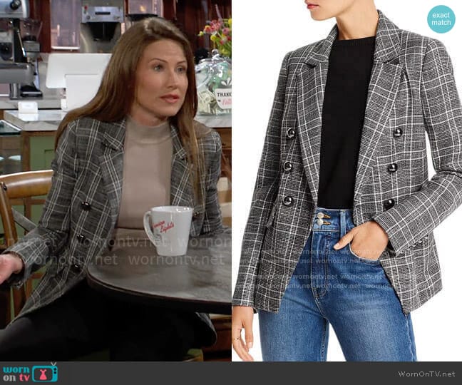 Lini Evelyn Double-Breasted Plaid Blazer worn by Heather Stevens (Vail Bloom) on The Young and the Restless