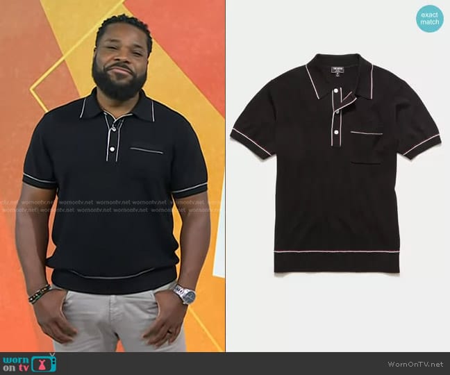 Todd Snyder Italian Cotton Silk Tipped Riviera Sweater Polo worn by Malcolm-Jamal Warner on Today