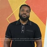 Malcolm-Jamal Warner’s black contrast trim polo shirt on Today