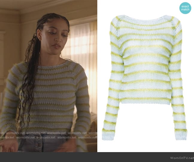 Marni Striped open-knit jumper worn by Olivia Baker (Samantha Logan) on All American