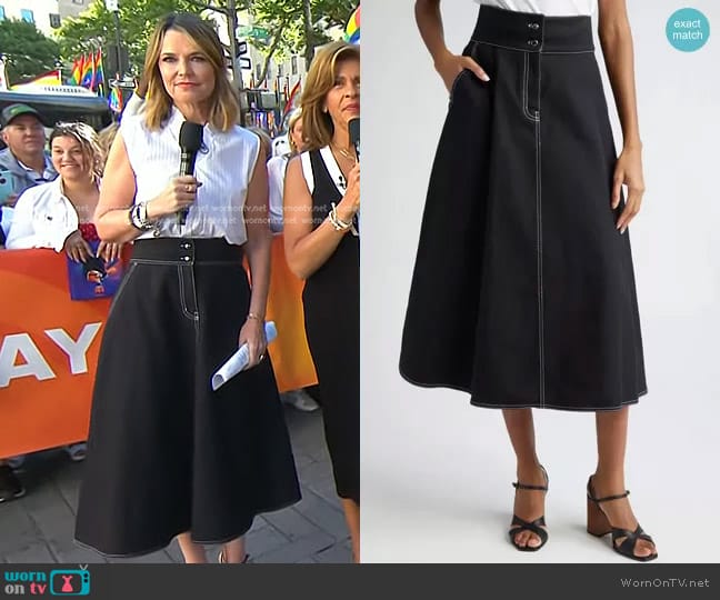 Max Mara Cotton & Linen Canvas Midi Skirt worn by Savannah Guthrie on Today